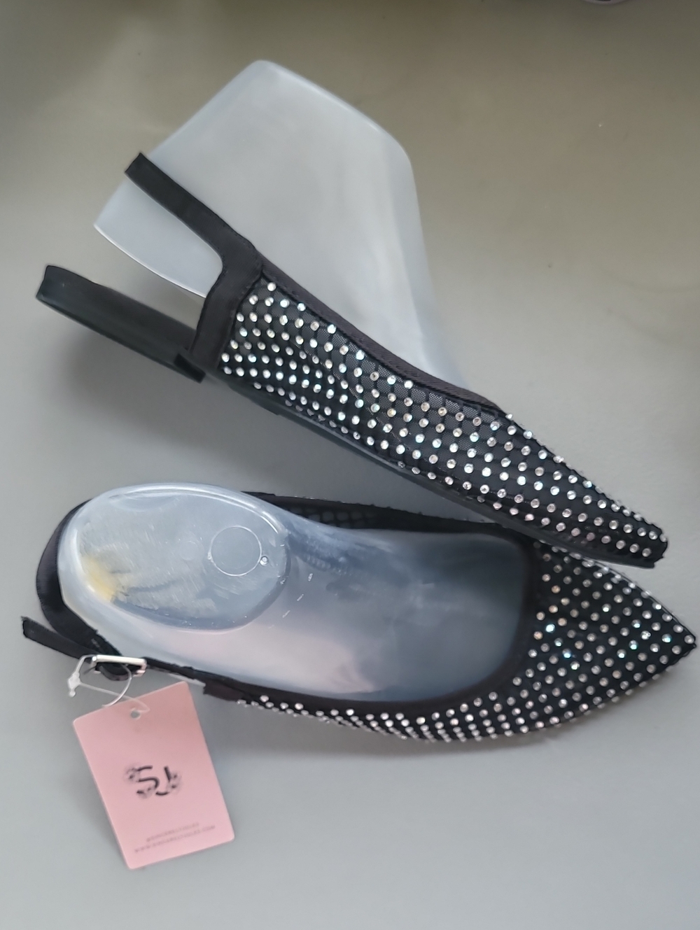 Sincerely Jules SJ Black Rhinestone Slingback Flats Sz 7
